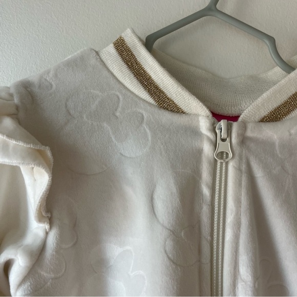 Disney Baby Minnie Mouse Zip-Up Jacket 18M – White Ruffle Sleeve Bomber Style - Picture 2 of 9